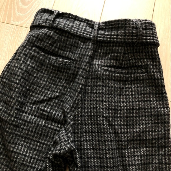 Aritzia Wilfred Front Tie Plaid Wool Cashmere Blend Pants in Charcoal Grey - Picture 10 of 13